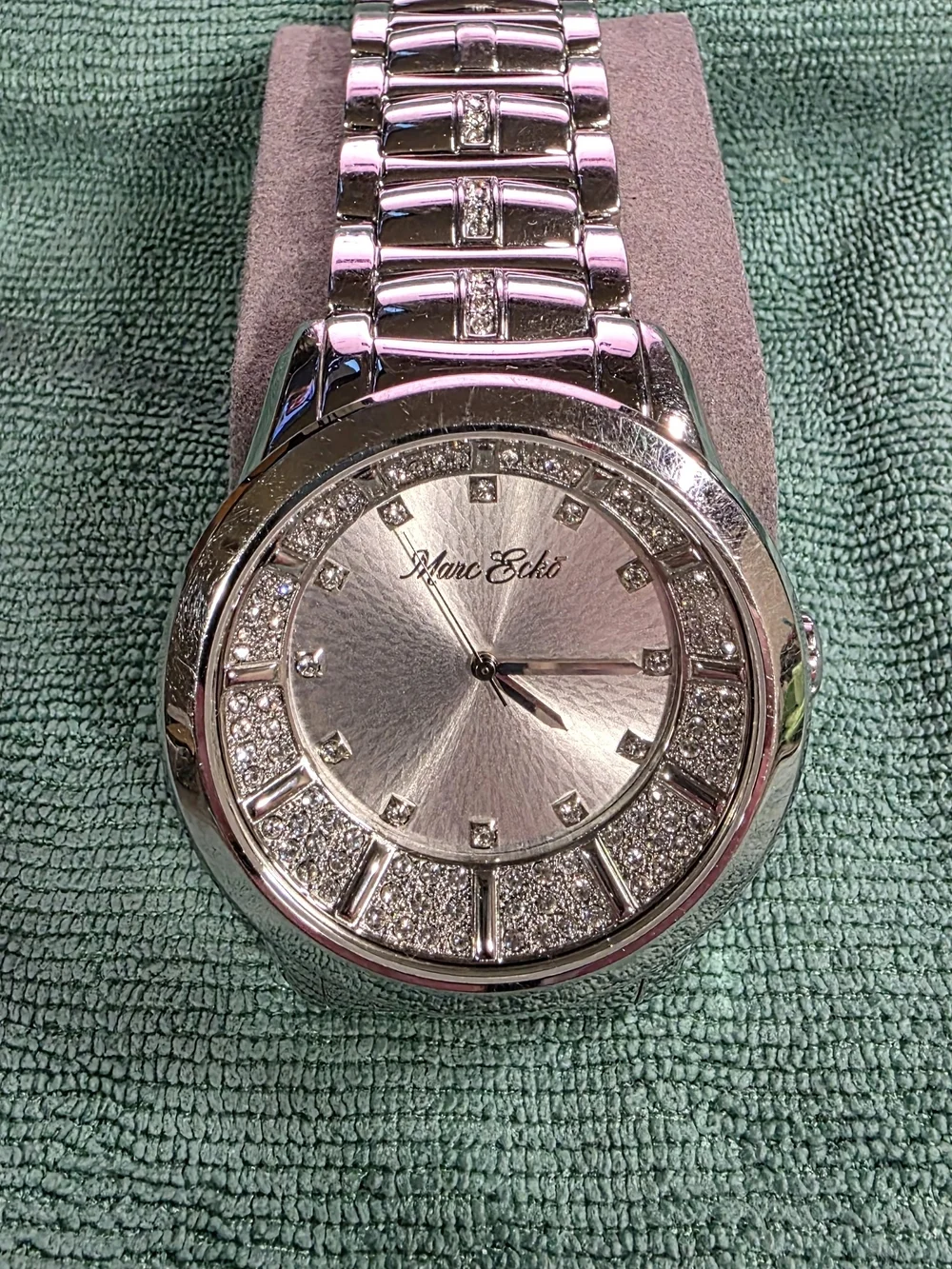 Marc Ecko Men’s Silver-Tone Crystal Accent Watch With Stainless Steel Bracelet